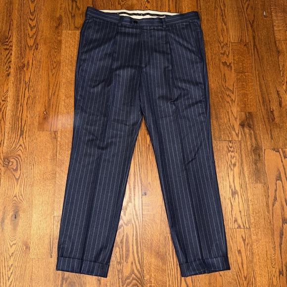 Joseph Abboud Black Label Vitale Wool Double Breasted Suit Men's 46 Blue Striped - Picture 10 of 16